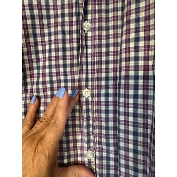 Hugo Boss Purple Multi Plaid Collared Long Sleeve Button Down Shirt Men Sz L - Picture 3 of 8